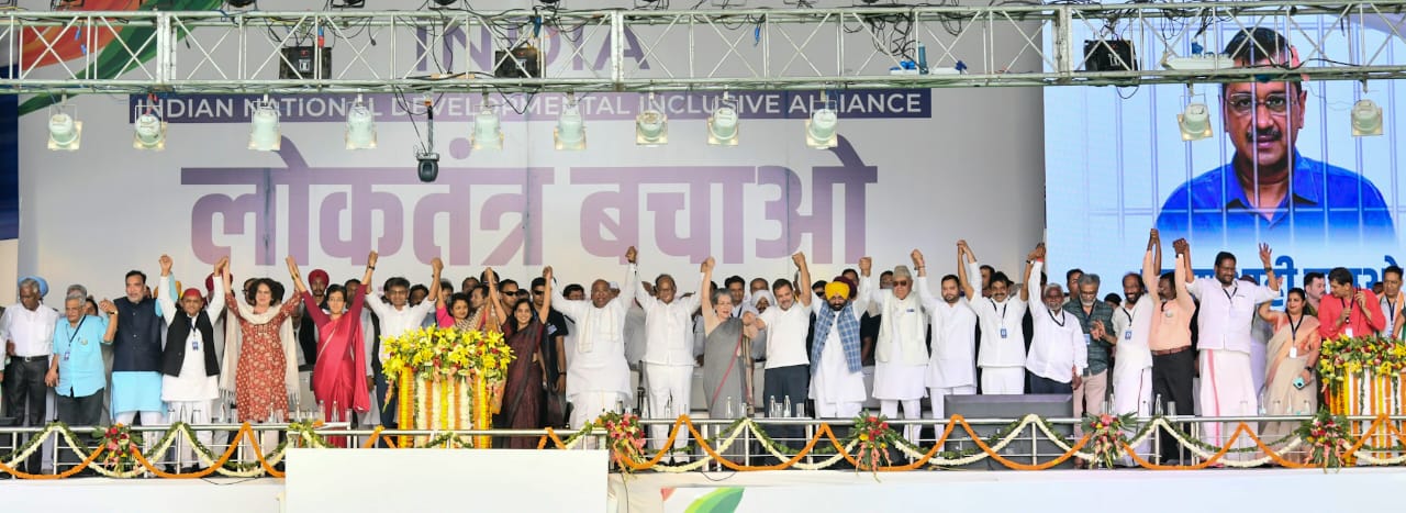 Massive Rally at Ramlila Maidan: Opposition Calls for Unity to “Save Democracy”